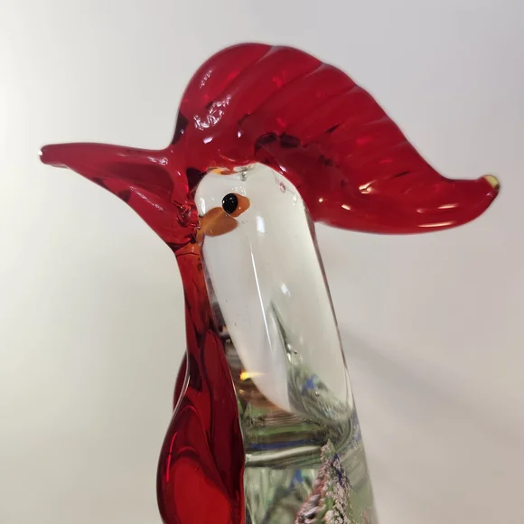 Murano Glass Rooster with Red and Blue Accents - Picture 6 of 8